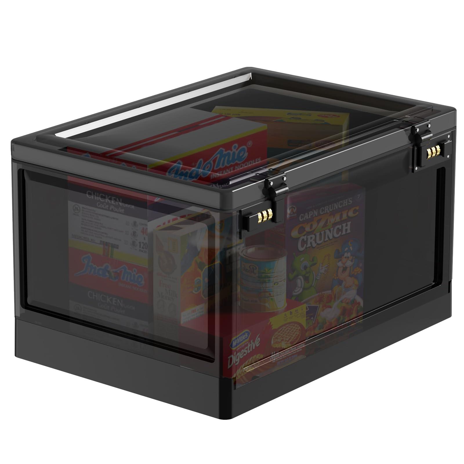 SANIDIKA Lock Box with Locker,Lockbox for Office,School,Home Personal Items Safe,Medicine Lockable Cabinet,Food Snacks Container,Files Documents Organizer,Kids Proof Prize Box (Translucent Black)