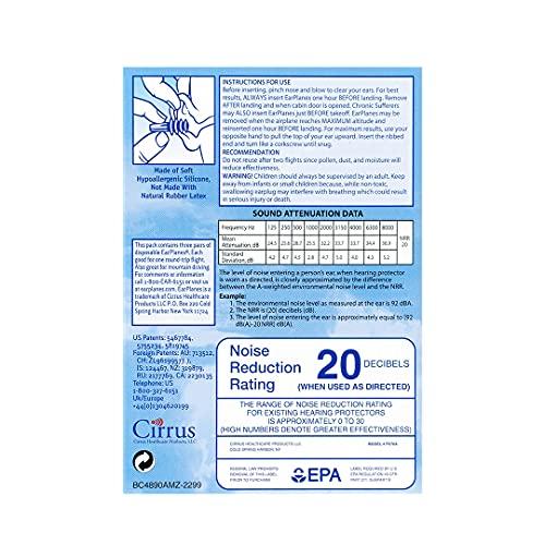 Earplanes New Super Soft Adult EarPlanes® Ear Plugs Airplane Travel Ear Protection 5 Pair