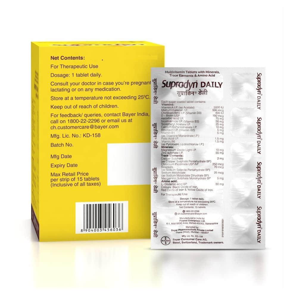 Generic Daily Multivitamin Tablets for Men & Women with Essential Zinc , 12 Vitamins, 5 Trace Elements for Daily Immunity & Energy , 180 Tablets