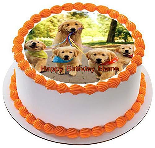Edible Prints On Cake GOLDEN RETRIEVER Dog Puppy - Edible Cake Topper - 7.5" round