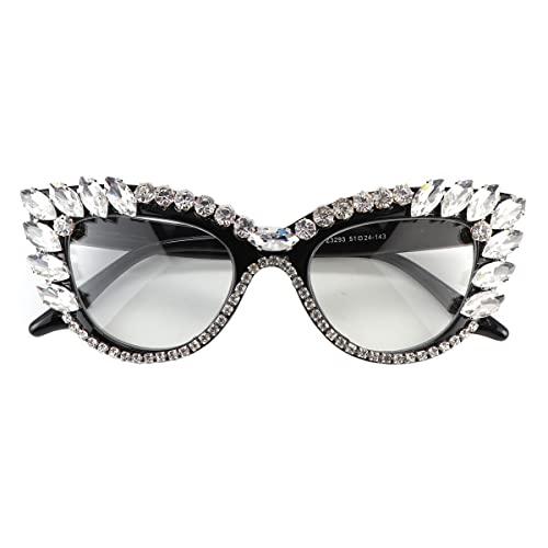 Melrose Melrose Blue light blocking reading glasses, ladies computer goggles, personality avant-garde decorative glasses (2PCS white+pink, 4)