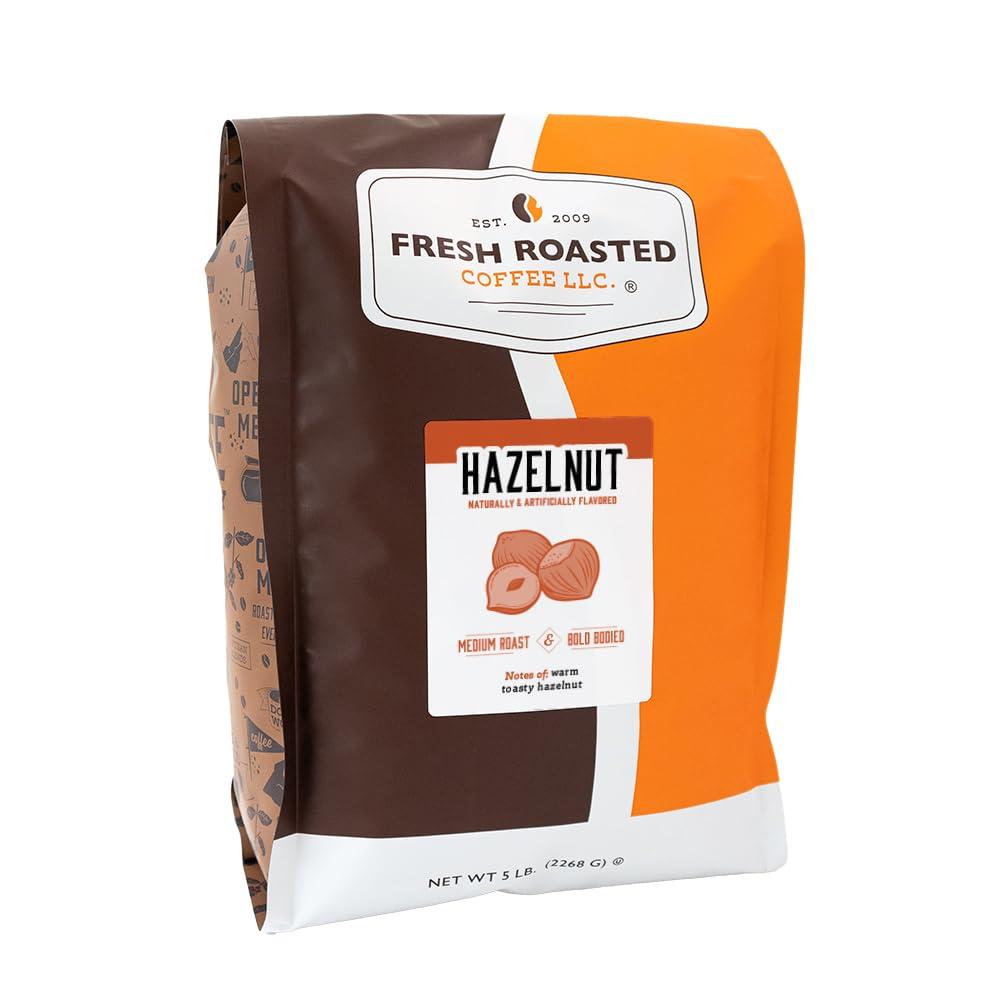 Fresh Roasted Coffee Fresh Roasted Coffee, Hazelnut Flavored Coffee, 5 lb (80 oz), Medium Roast, Kosher, Ground