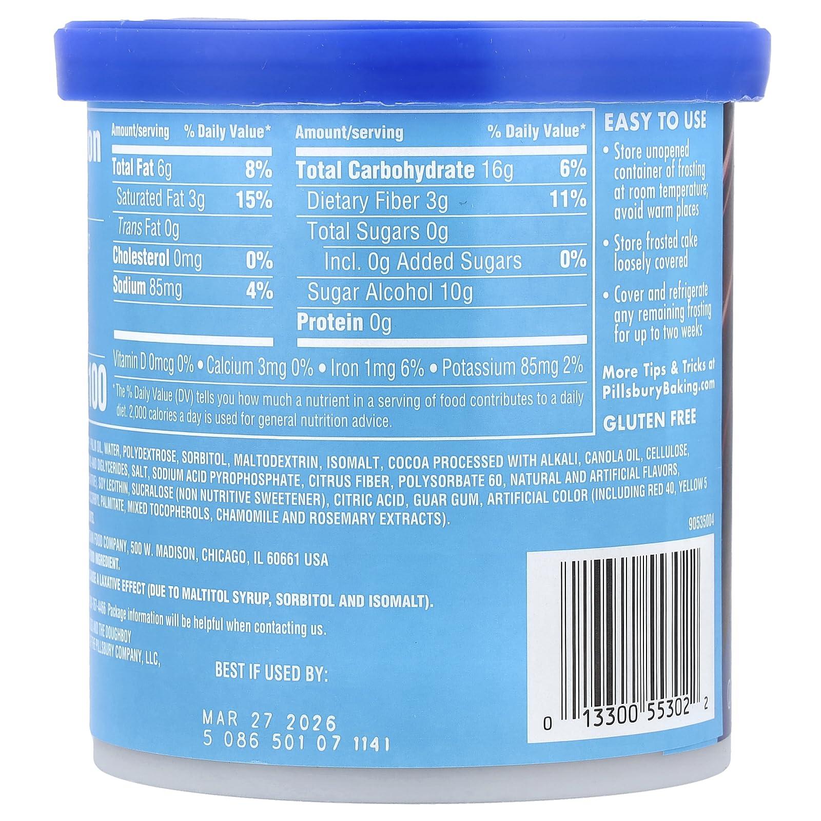 Pillsbury Pillsbury Creamy Supreme Sugar Free Chocolate Fudge Flavored Frosting, 15 Ounce