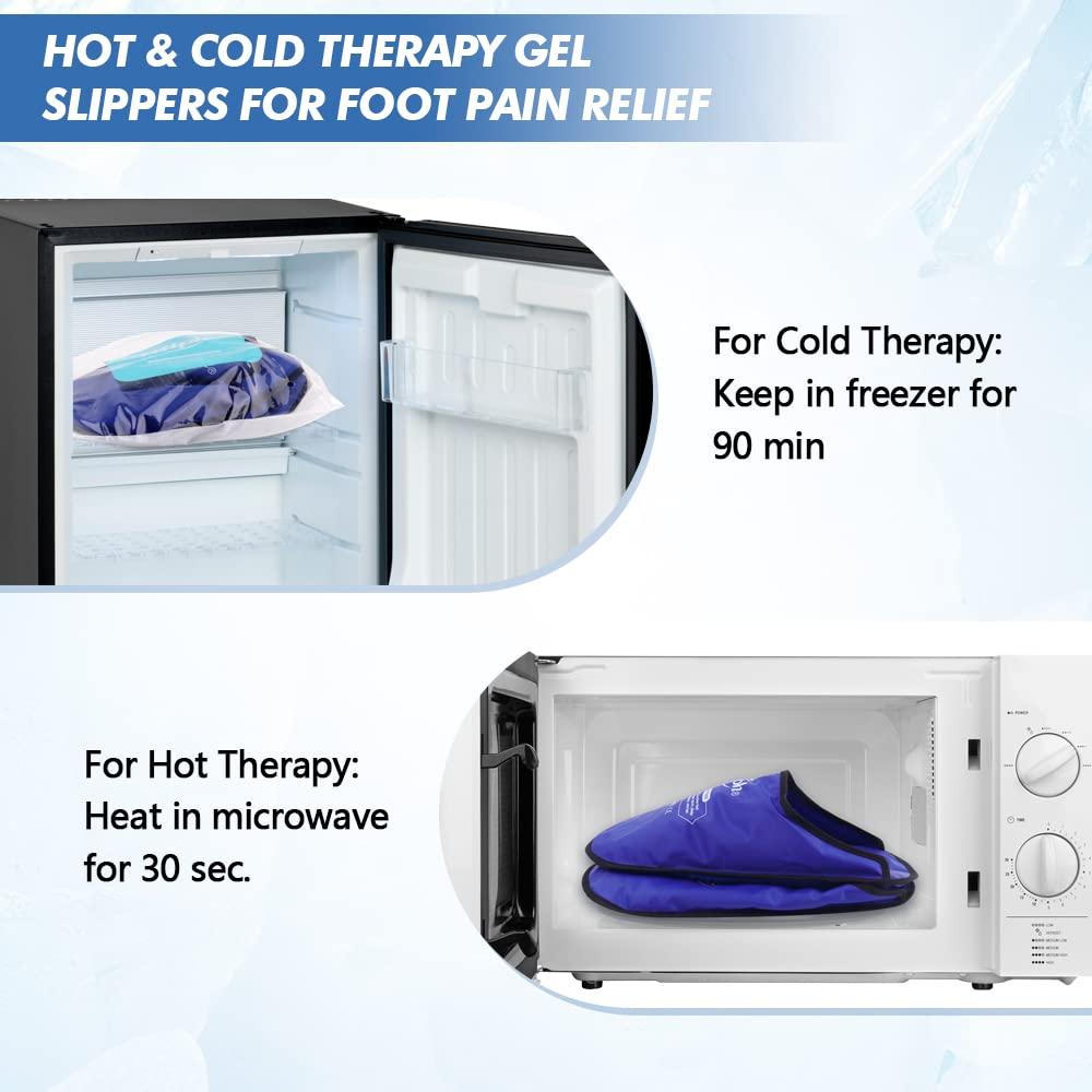 Hilph Hilph Foot Ice Pack Slippers for Plantar Fasciitis 2 Packs, Reusable Hot Cold Packs Gel Ice Slipper for Foot and Broken Toes, Gout, Foot Surgery, Neuropathy, Diabetic, Swollen (Dark Blue)