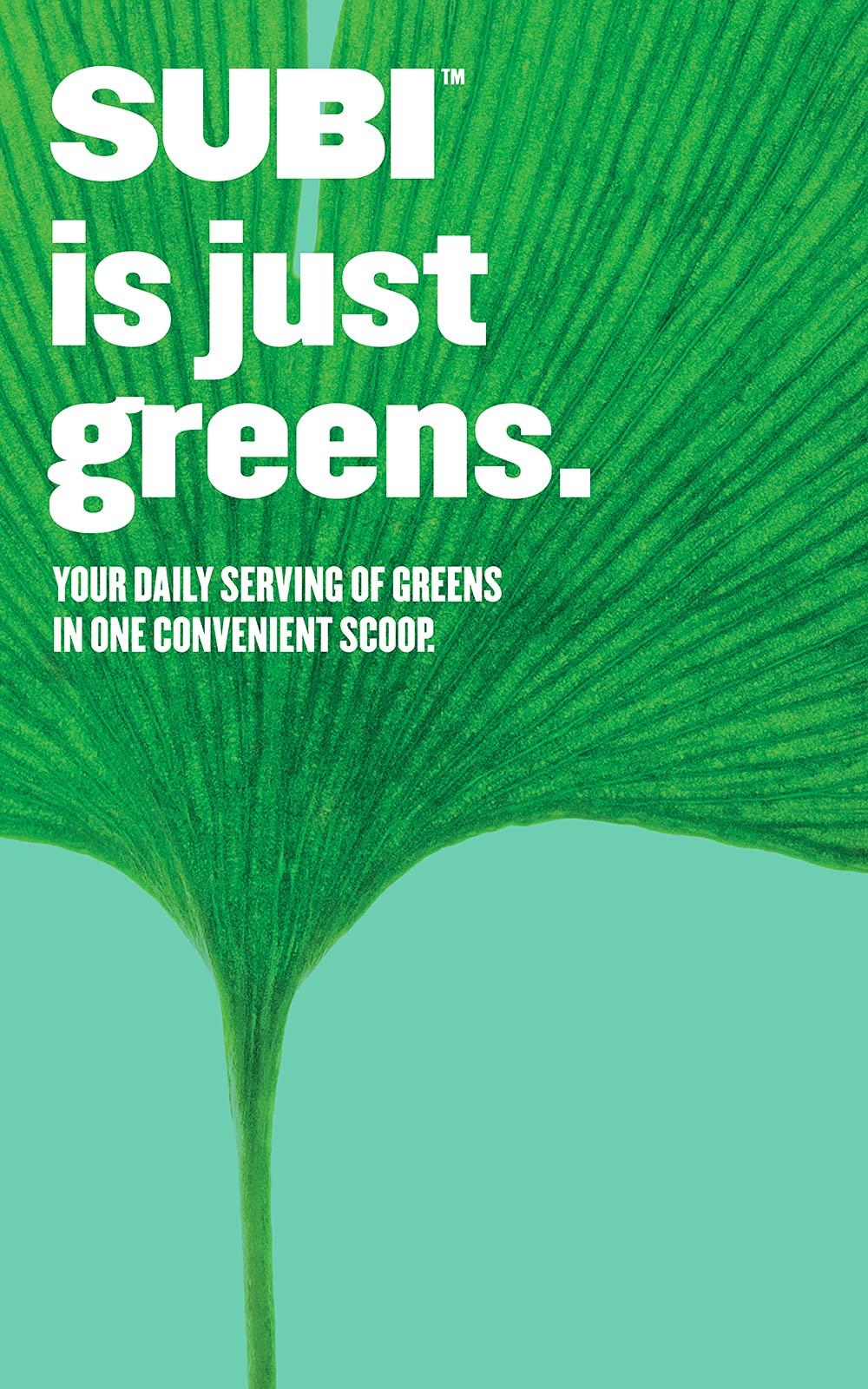 SUBI SUBI Best Green Superfood NOT Flavoured Vegetable and Daily Greens Replacement Raw Ingredients: Matcha, Kale, Barley Grass, Spirulina, Acai, Goji Berry + More Morning Energy Booster 40 Day Supply