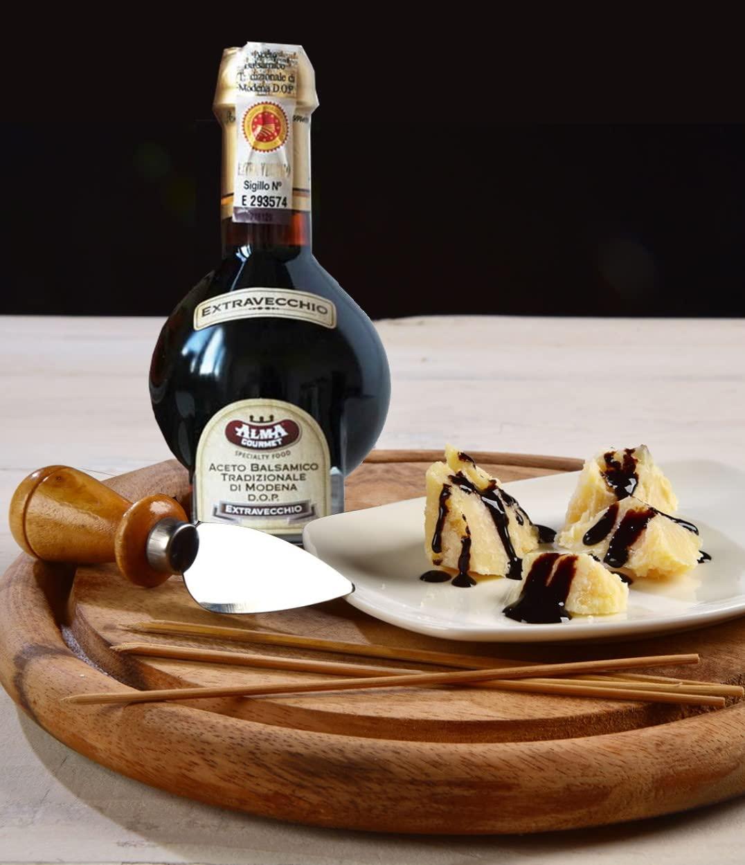 Alma Gourmet 25 Year Aged Extravecchio Traditional Balsamic Vinegar of Modena D.O.P. & Parmigiano Reggiano D.O.P Combo Pack by Alma Gourmet