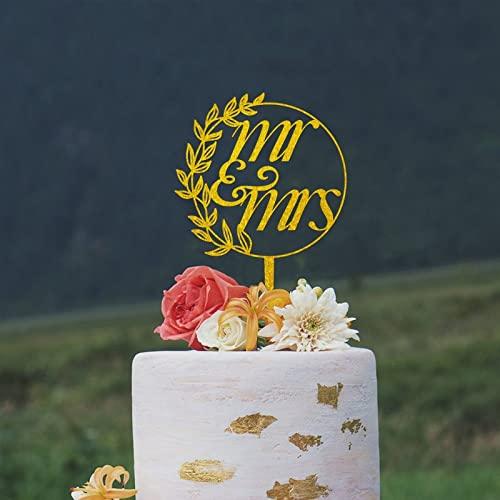 YWSYWS654 Personalized Wedding Cake Topper Mr&Mrs Cupcake Topper Gold Glitter Acrylic Pastries Decorations Cake Toppers for Anniversary Engagement Bridal Shower Cake Decoration