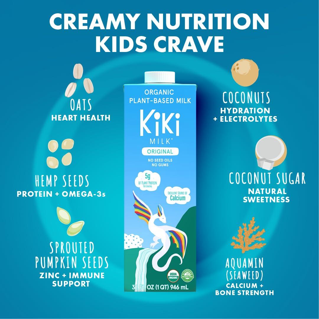 Kiki Milk Kiki Milk Plant Based Milk - Organic Original Kiki Milk - Calcium & Magnesium Source - Gluten Free, Gum Free, GMO Free, Dairy Free, Soy Free, Glyphosate Free - Shelf Stable - (32 oz • Pack of 6)