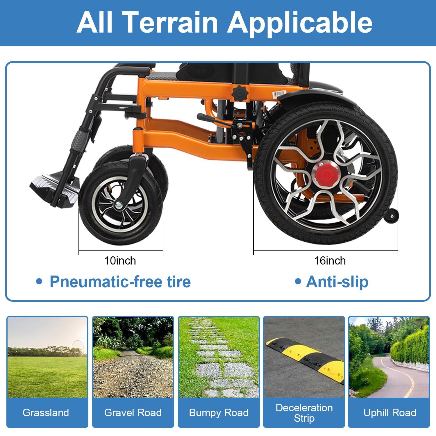 VORDERRY Folding Electric Wheelchair for Adults,500w Long Range Electric Wheelchair,Lightweight All Terrain Motorized Wheelchair for Seniors,Compact Portable Power Wheelchair-Liftable Armrest-Support 330lbs