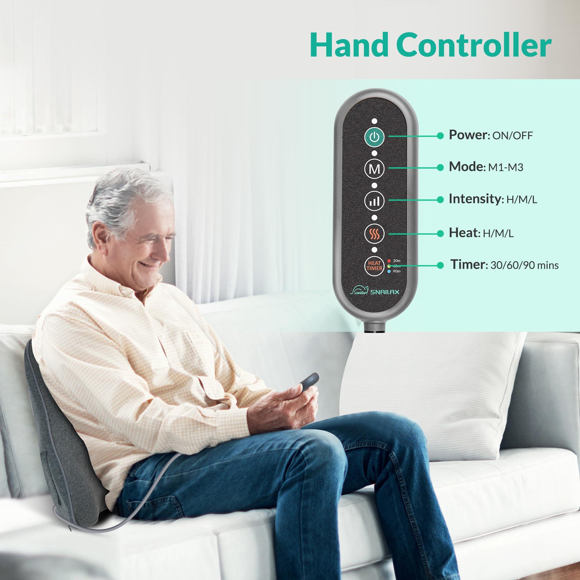 Snailax Snailax Heated Lumbar Support Pillow for Office Chair, Back Support Pillow for Car, Adjustable Heat and Vibration, Ergonomic Back Cushion, Improve Posture & Pain, Lower Back Massager,Gifts