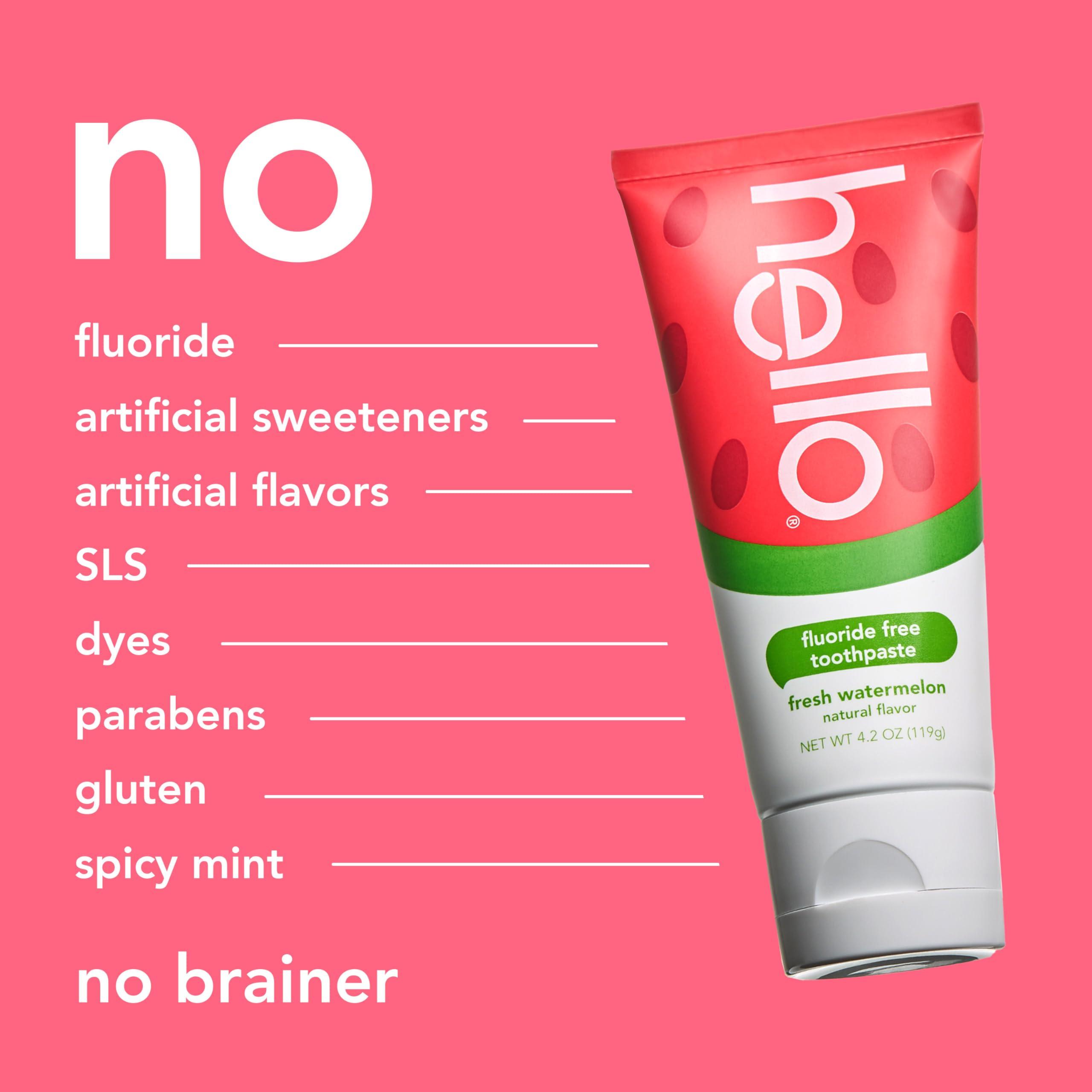 hello Hello Natural Watermelon Flavor Baby & Kids Fluoride Free Toothpaste, Vegan, SLS Free, Gluten Free, Safe to Swallow for Baby and Toddlers, 4.2 Ounce (Pack of 3)