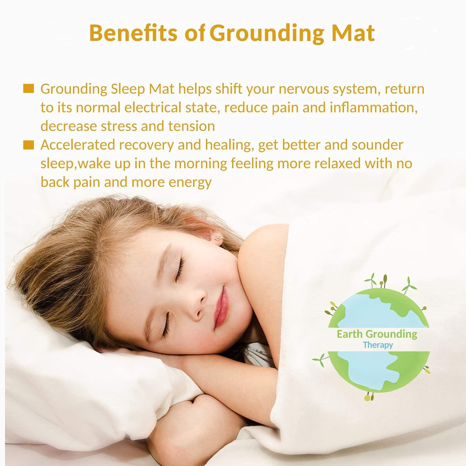 NeatEarthing Grounding Mat, Grounding Sleep Mat 54x 71 Perforated Design 100% Conductive Carbon Leatherette Grounding Mats, Fits for Full Size