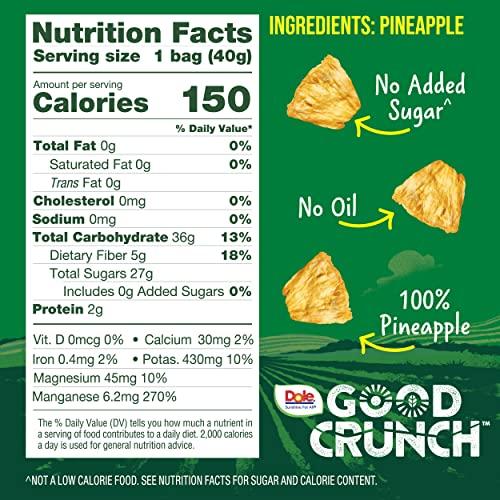 Dole Dole Good Crunch Pineapple Dried Fruit Bites, Gluten Free & Vegan Snack, 1.4oz Bags (Pack of 6)
