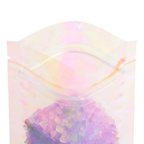 QQ Studio QQ Studio Clear Food Bags for Chocolate, Holographic Snack Bag, Double-Sided Plastic Baggies, Zipper Seal Pouch for Candy, DIY Cellophane Style Candy Kit Packaging Bag (4x6 Inch (Pack of 100 Bags))