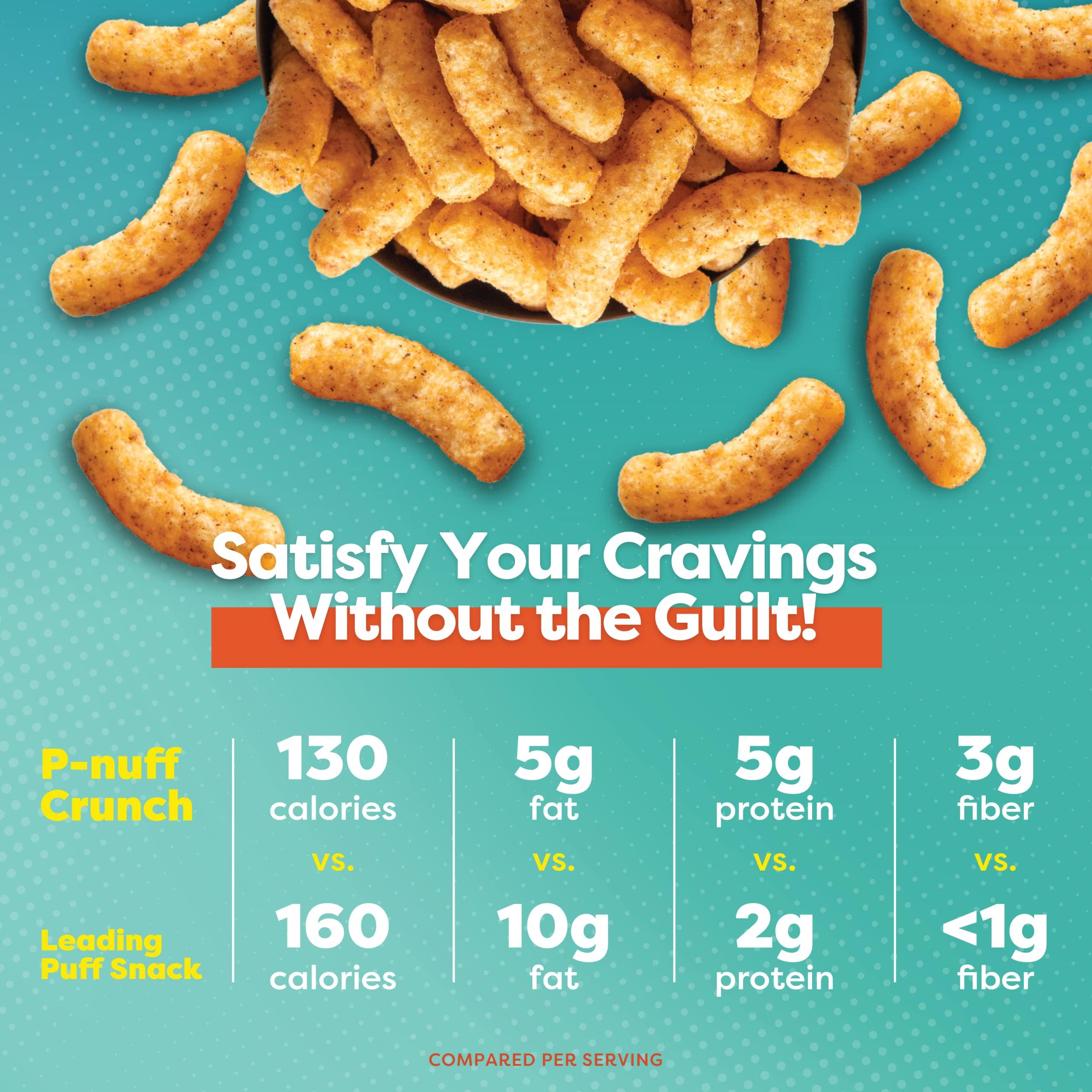 P-Nuff Pnuff Crunch Peanut Butter Puffs - Healthy Snacks, Low Calorie Snacks, Gluten Free Snacks, Vegan, High Protein, Keto, Office Snacks, Low Sugar, as Seen on Shark Tank - Barbeque, 4 Oz Bag (Pack of 6)