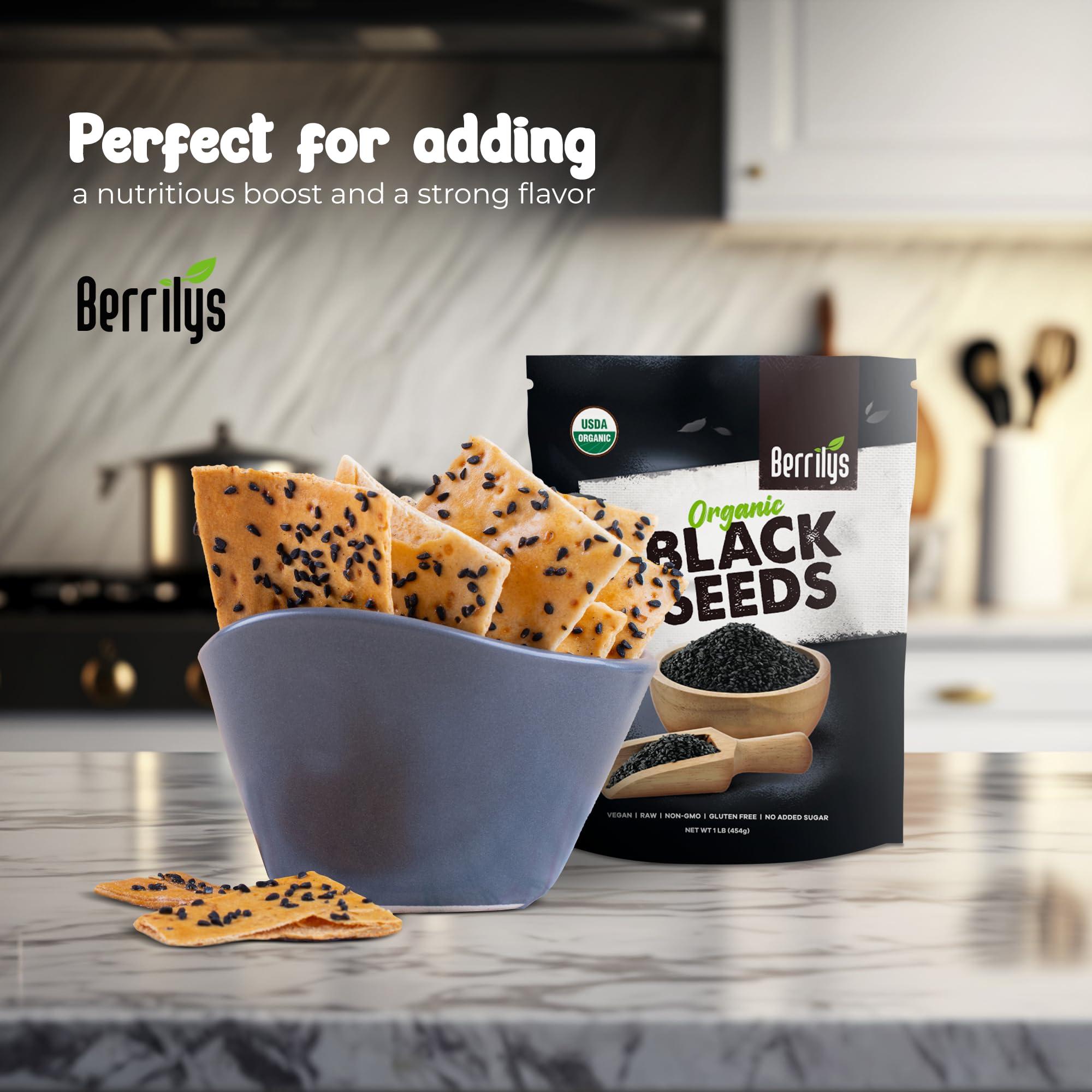 Berrilys Berrilys Black Cumin Seeds USDA Certified Organic Nigella Sativa Kalonji for Baking, Seasoning, and Cooking Dishes Nutrient-Packed Spice, Versatile Herb for Recipes and Meal Preparation 16oz