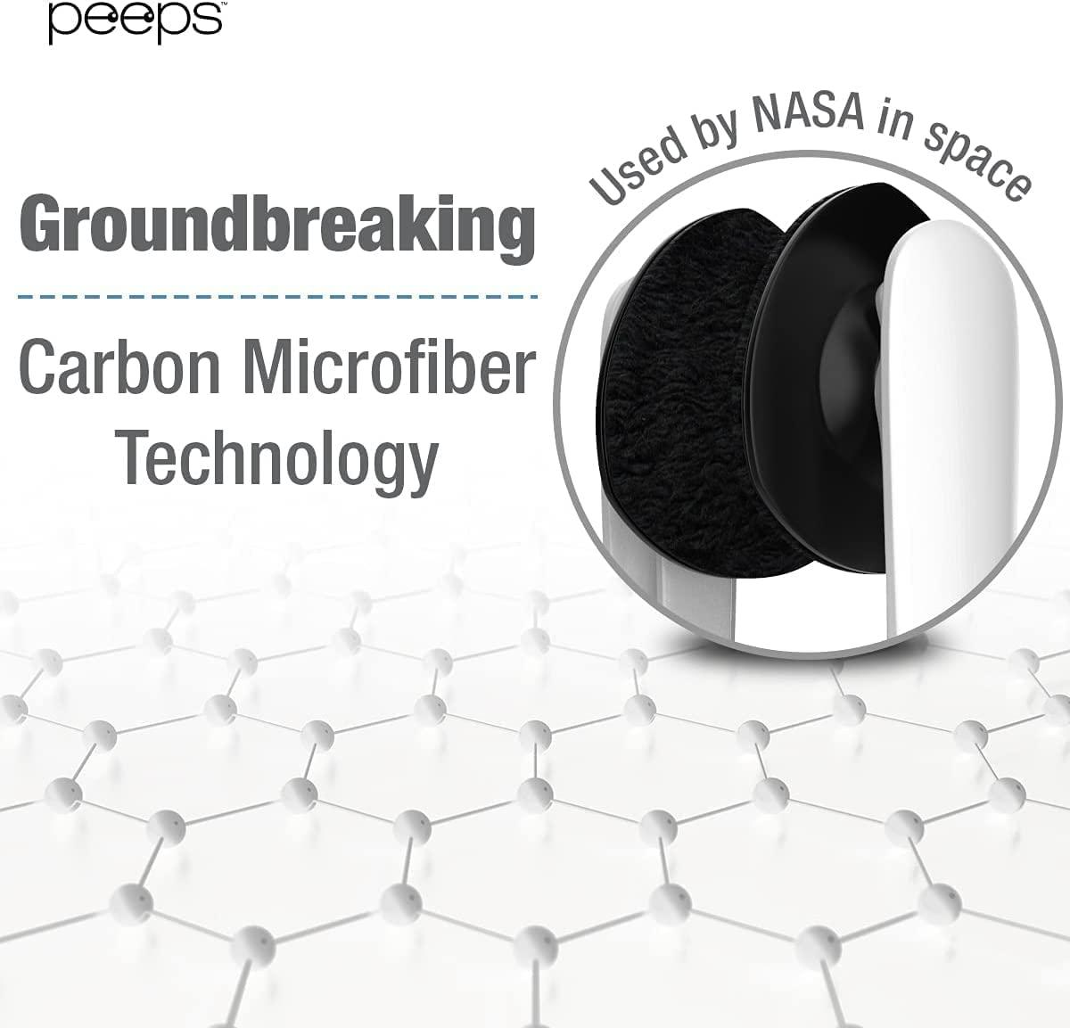 Peeps CarbonKlean Peeps Glasses Cleaner - for Eyeglasses, Reading Glasses, and More - Lens Cleaner with Carbon Microfiber Tech - Injected Black - 1 Count (Pack of 1)