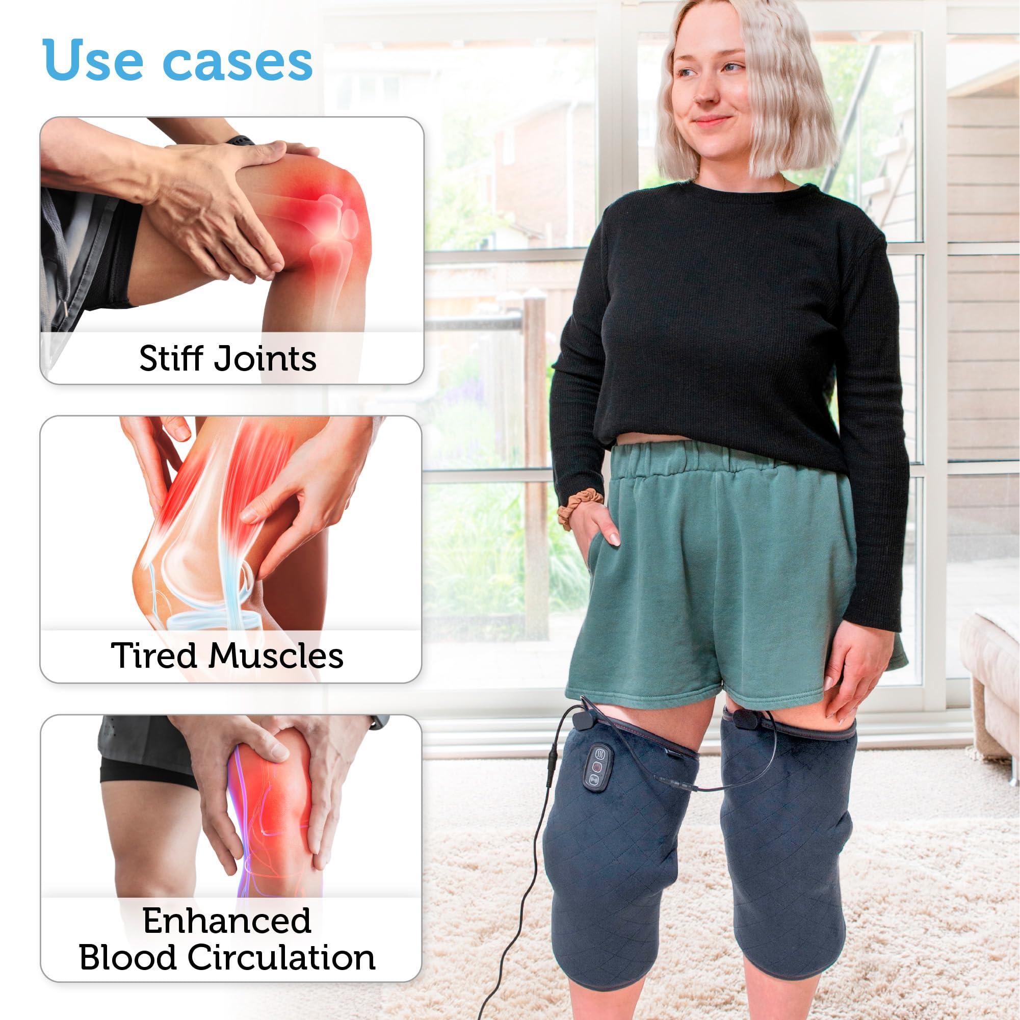 COMFIER COMFIER Heated Knee Massager Heating Pad for Knee Pain Relief,FSA or HSA Eligible, Heat Knee Warmers Wrap with Massage and Vibration-Gray