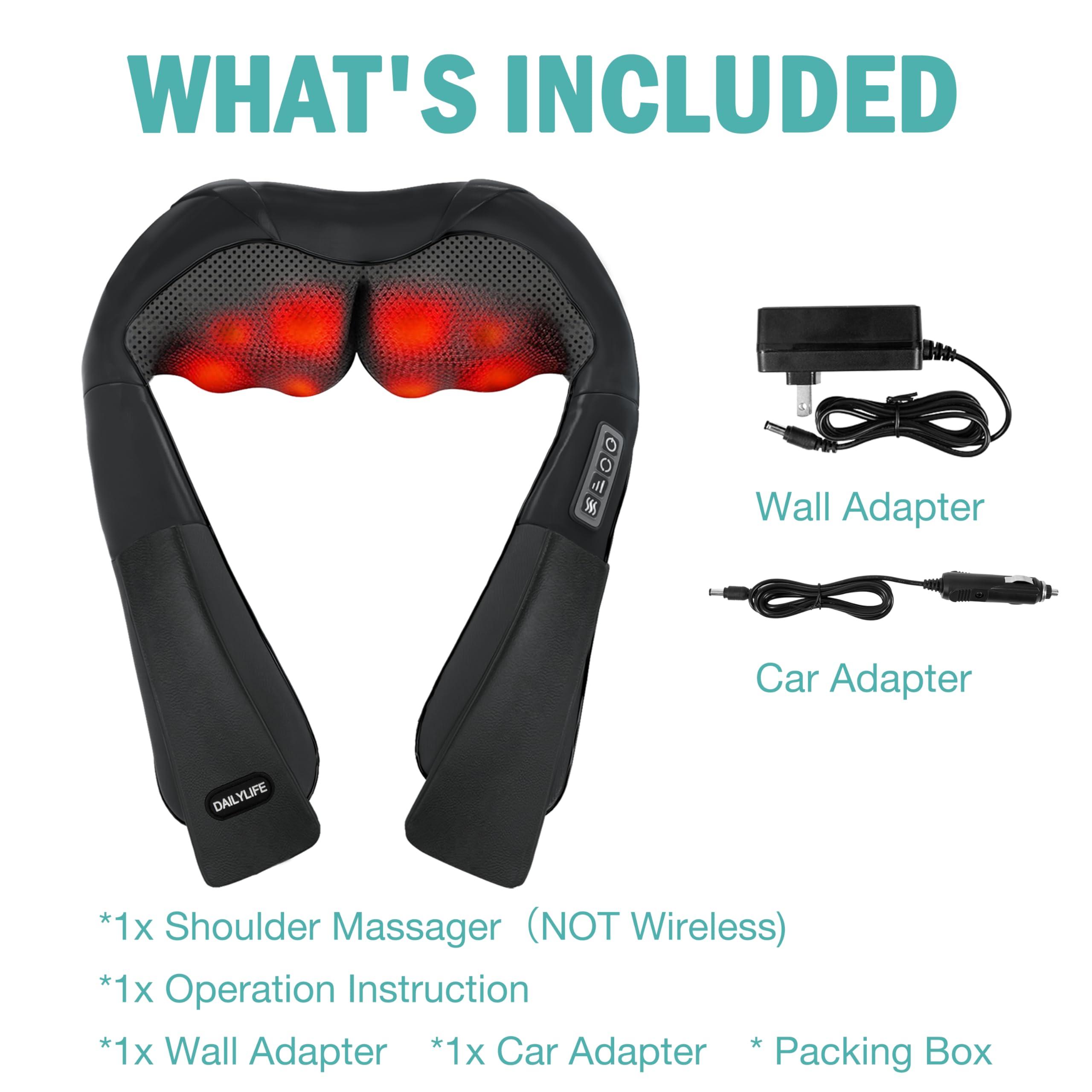 DAILYLIFE DAILYLIFE Shiatsu Neck and Back Massager with Heat, Electric Deep Kneading Massager for Neck Pain, Shoulder, Waist, Leg and Foot, Stress Relief for Men, Women, Mom, Dad