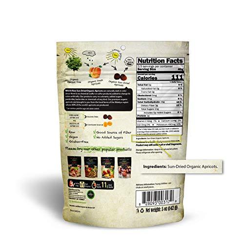 Wild & Raw Organic Sun Dried Turkish Apricots - 5oz (Pack of 6) - Kosher and Non-GMO