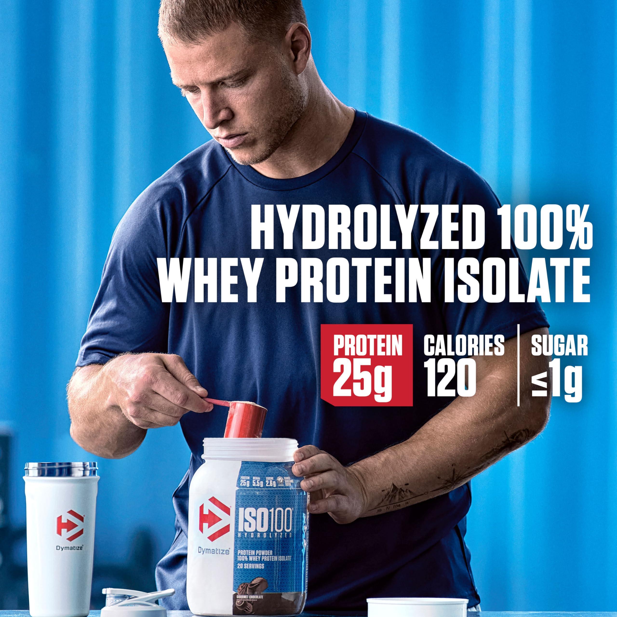 Dymatize Dymatize ISO100 Hydrolyzed Protein Powder, 100% Whey Isolate Protein, 25g of Protein, 5.5g BCAAs, Gluten Free, Fast Absorbing, Easy Digesting, Gourmet Chocolate, 3 Pound