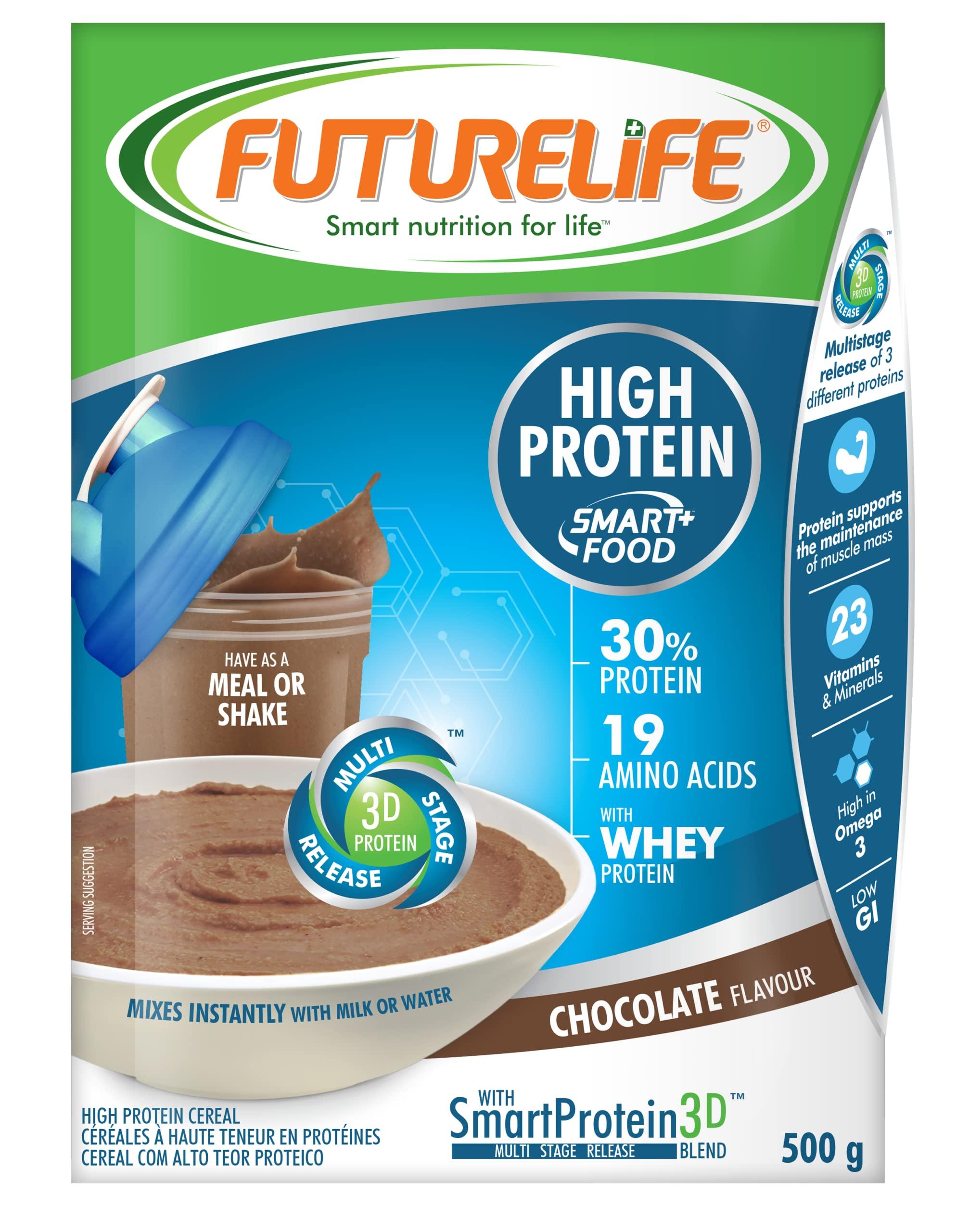 FUTURELIFE FUTURELIFE Smart Food - High Protein | 500g/17.6oz | 30g in Protein | Gluten Free | Keto Friendly | 19 Vitamins & Minerals | High in Fiber | Low GI | High in Omega 3 | (Chocolate, 2)