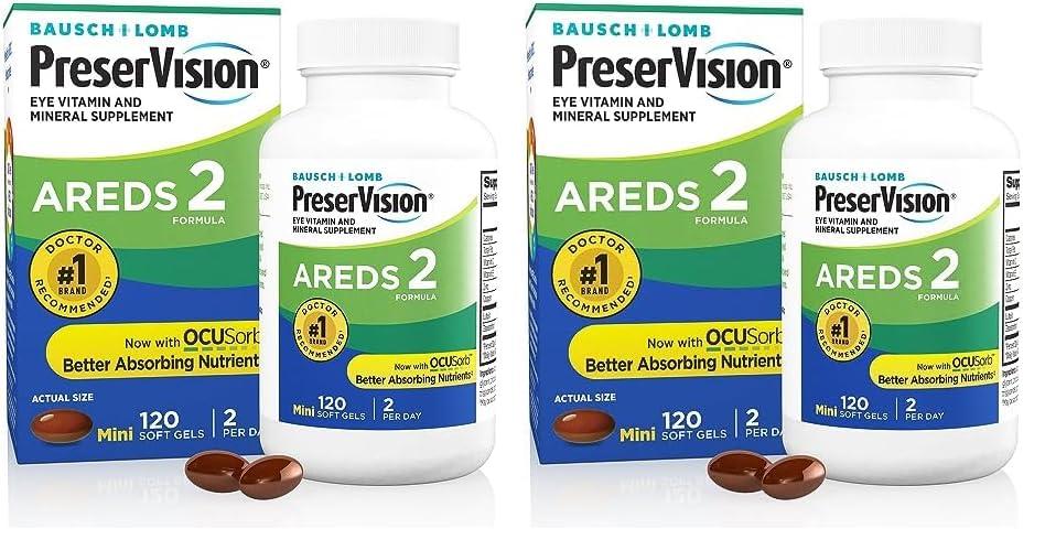 PreserVision PreserVision AREDS 2 Eye Vitamin & Mineral Supplement, Contains Lutein, Vitamin C, Zeaxanthin, Zinc & Vitamin E, 120 Softgels (Packaging May Vary) (Pack of 2)