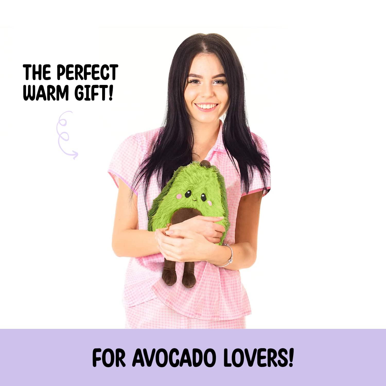 Happy Fuel Avocado Microwavable Unscented Heating Pad for Women and Kids- Cute Soft Cozy Pillow Plush Heatable Warm Stuffed Animals - Kawaii Hot and Cold Plushie Food Toy - Avocado Gifts for Girls and Boys