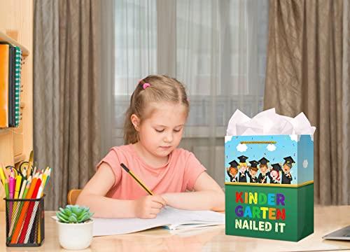 FLYAB FLYAB Kindergarten Graduation Gift Bag for Kids Students 11.5\" Funny Graduation Gift Bag with Tissue Paper Kindergarten Nailed It Graduation Gift Bags for Kindergarten Preschool Pre-K