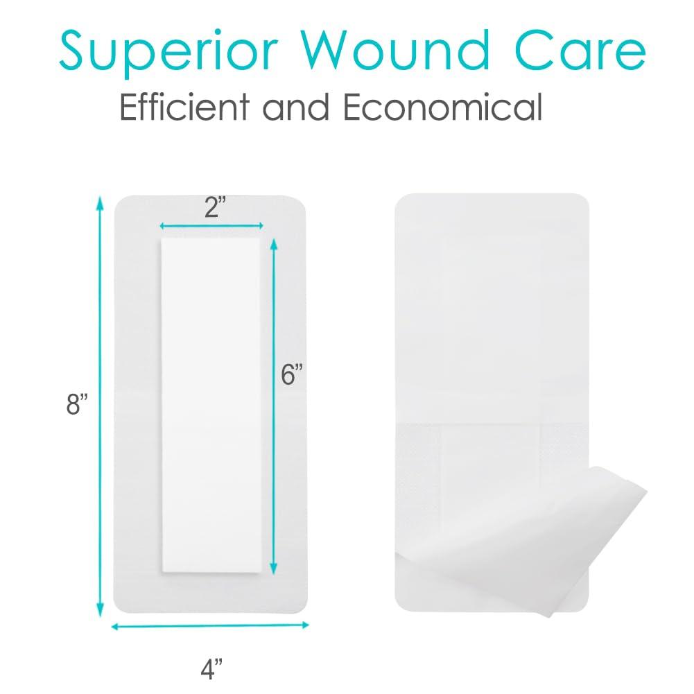 SinaiSea Waterproof Knee Replacement Surgery Adhesive Island Dressings Hip Surgery Shower Protector Bandage Patches for Long Incision Post Surgical Wounds Cover Breathable Bordered Gauze 4\"x8\"(Pack of 10)