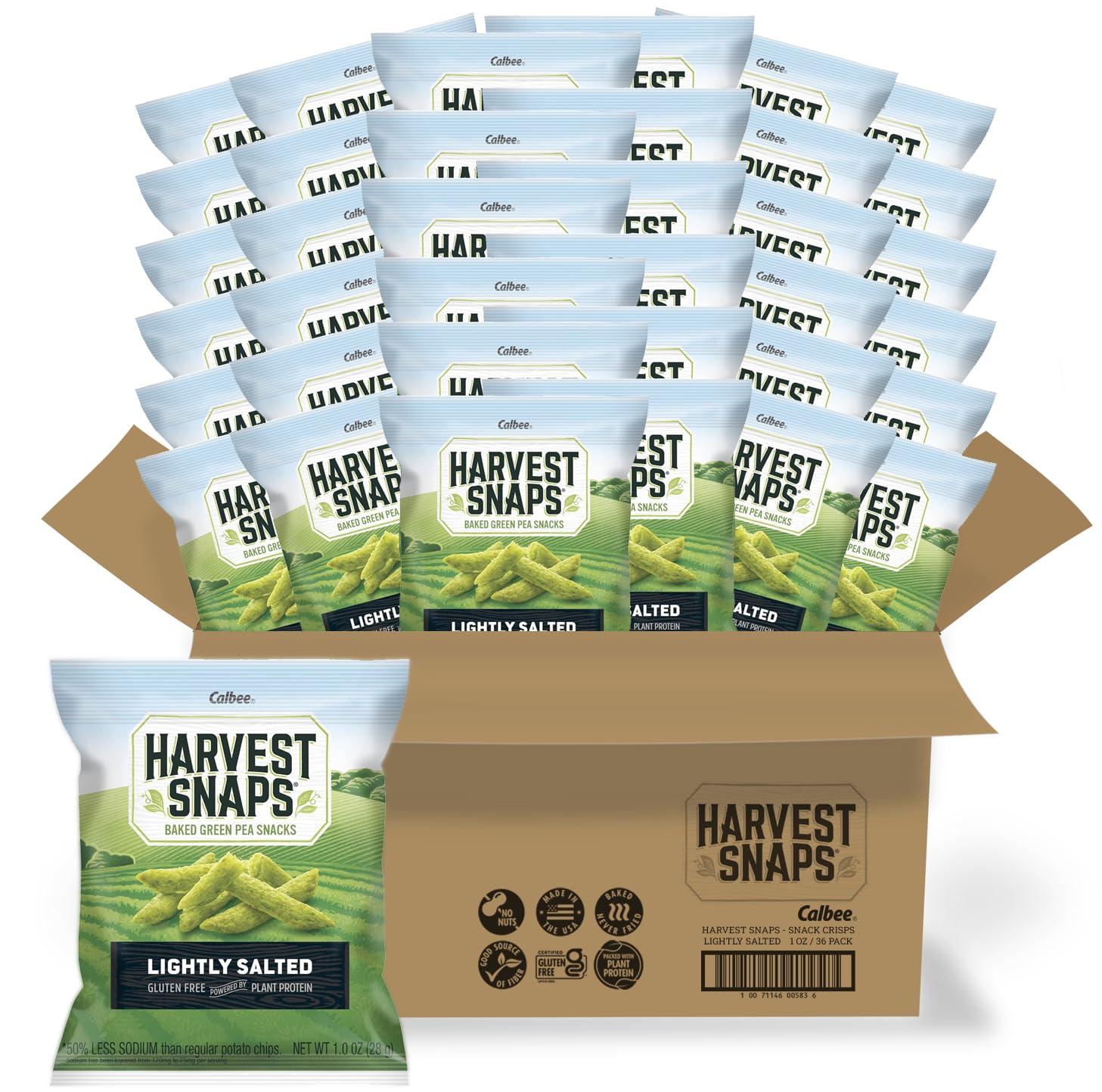 HARVEST SNAPS Harvest Snaps Veggie Chips (Lightly Salted Snack Crisps) | Powered by Plant Protein, Gluten Free, Non-GMO Baked Vegetable Crisps | Made in USA (36 Snack Packs)
