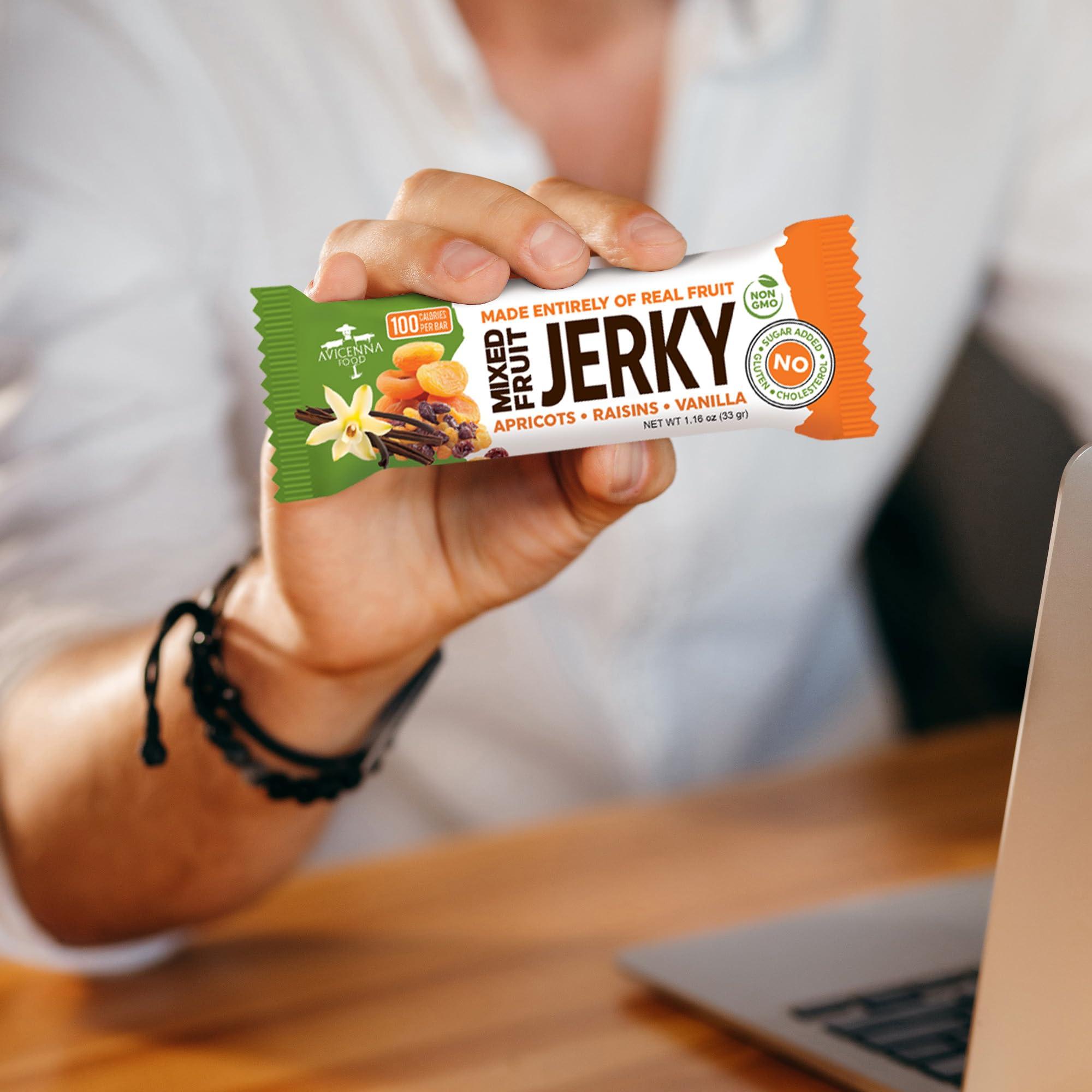 AVICENNA FOOD AVICENNA FOOD Dried Fruit Jerky Bars, Raisin Apricot and Vanilla, 12-Pack - No Sugar Added, Gluten Free Candy Bar, natural Snack with High Fiber, Healthy Treats, Mixed Fruits, Vegan Candy Bars