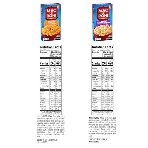 Mac-A-Roni Mac-A-Roni Variety Pack, Creamy Cheddar + Creamy White Cheddar, 5.9 Oz (Pack of 8)