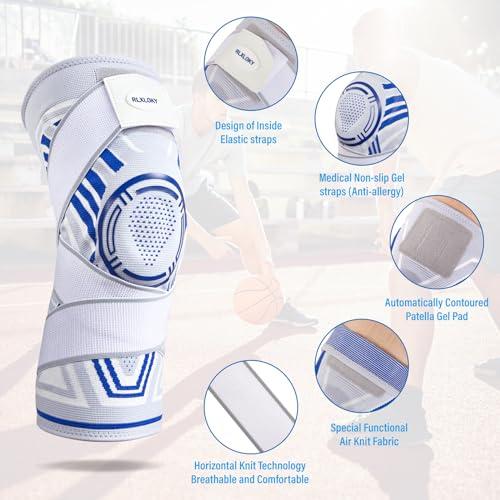 RLXLOKY RLXLOKY Knee Braces for Knee Pain, Men &women, 2 Pack knee braces set, Knee Brace Compression Sleeves, Knee Support for Running, Basketball, Volleyball, Football(L)