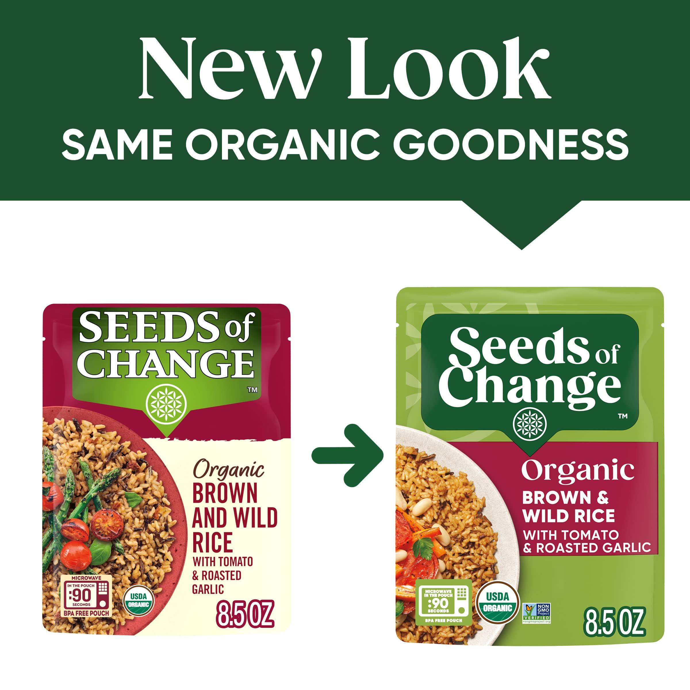 SEEDS OF CHANGE SEEDS OF CHANGE Certified Organic Brown and Wild Rice with Tomato & Roasted Garlic, Organic Food, 8.5 oz Pouch (Pack of 12)