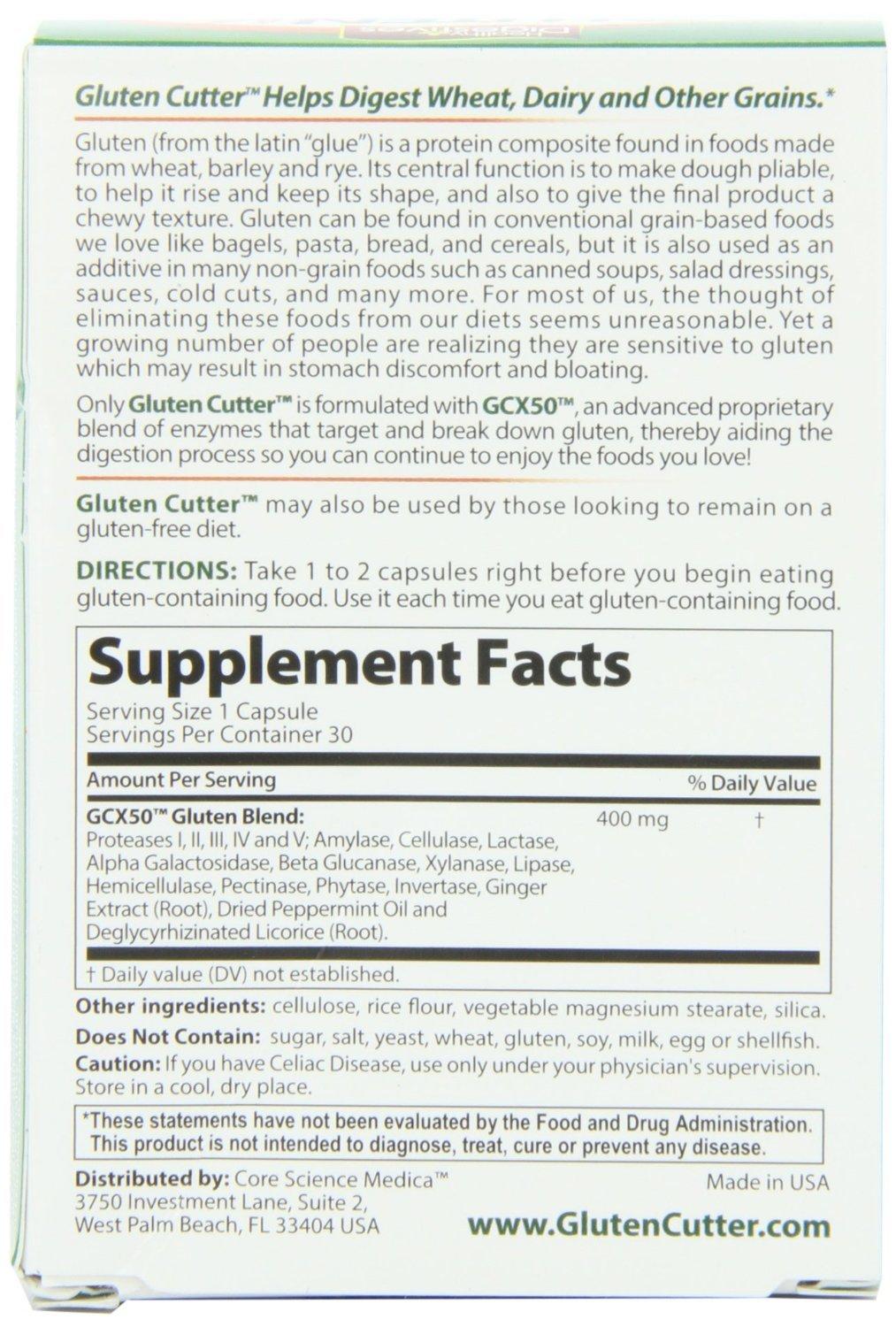 Gluten Cutter (Pack of 3) Healthy Digestives Gluten Cutter, Dietary Supplement, 30 Capsules Each