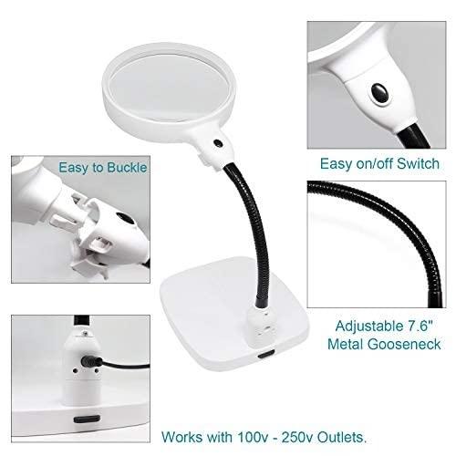 YYDS YYDS Magnifiers Desktop Magnifier with Lights Heavy Duty Stand Illuminated Hands Free Dimmable Diopter for Close Work Repair Crafts Visual Impairment Aids