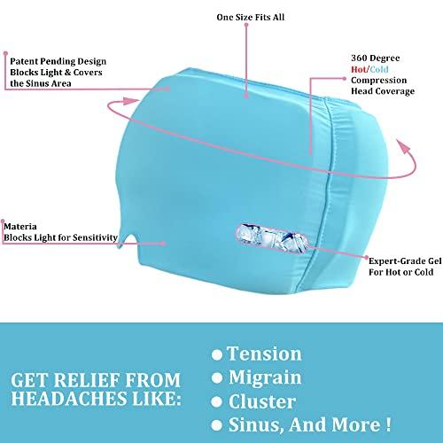DENZIQ Migraine Ice Head Wrap, Migraine Relief Cap, Cold And Hot Therapy Gel Ice Pack, Sinus Pressure,Tension Headaches, Puffy Eyes,Reusable Cold Compress Therapy Migraine Relief Hat,,Black,black double laye