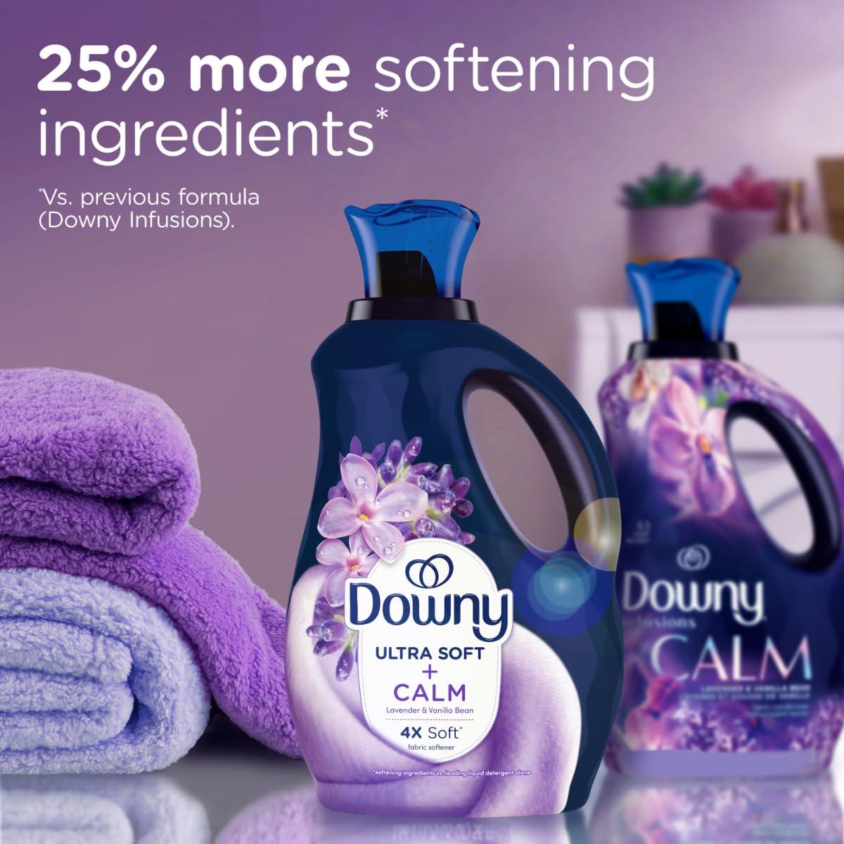 Downy Downy Ultra Soft Fabric Softener Liquid, Calm, Lavender and Vanilla Bean, 56 fl oz, 83 Loads, Downy Fabric Softener, Laundry- Pack of 2