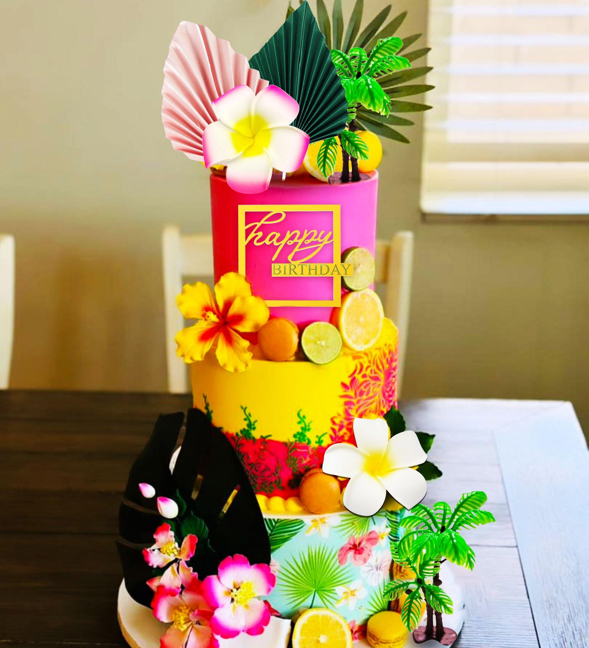 JeVenis JeVenis Tropical Luau Cake Decorations Hawaiian Cake Topper Beach Cake Topper Decorations for Birthday Baby Shower Bridal Shower Wedding