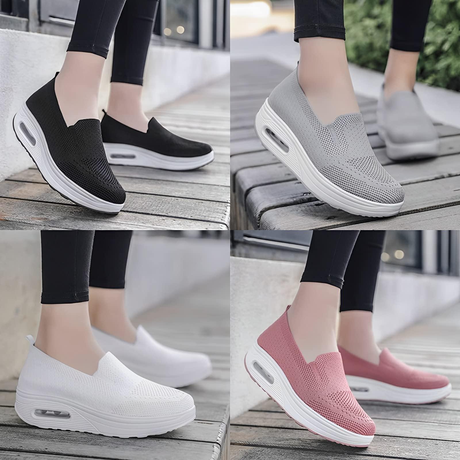 Generic Orthopedic Sneakers,Women\'s Orthopedic Slip-On Walking Shoes,Orthopedic Sneakers for Foot Heel Pain Relief (7, Black)