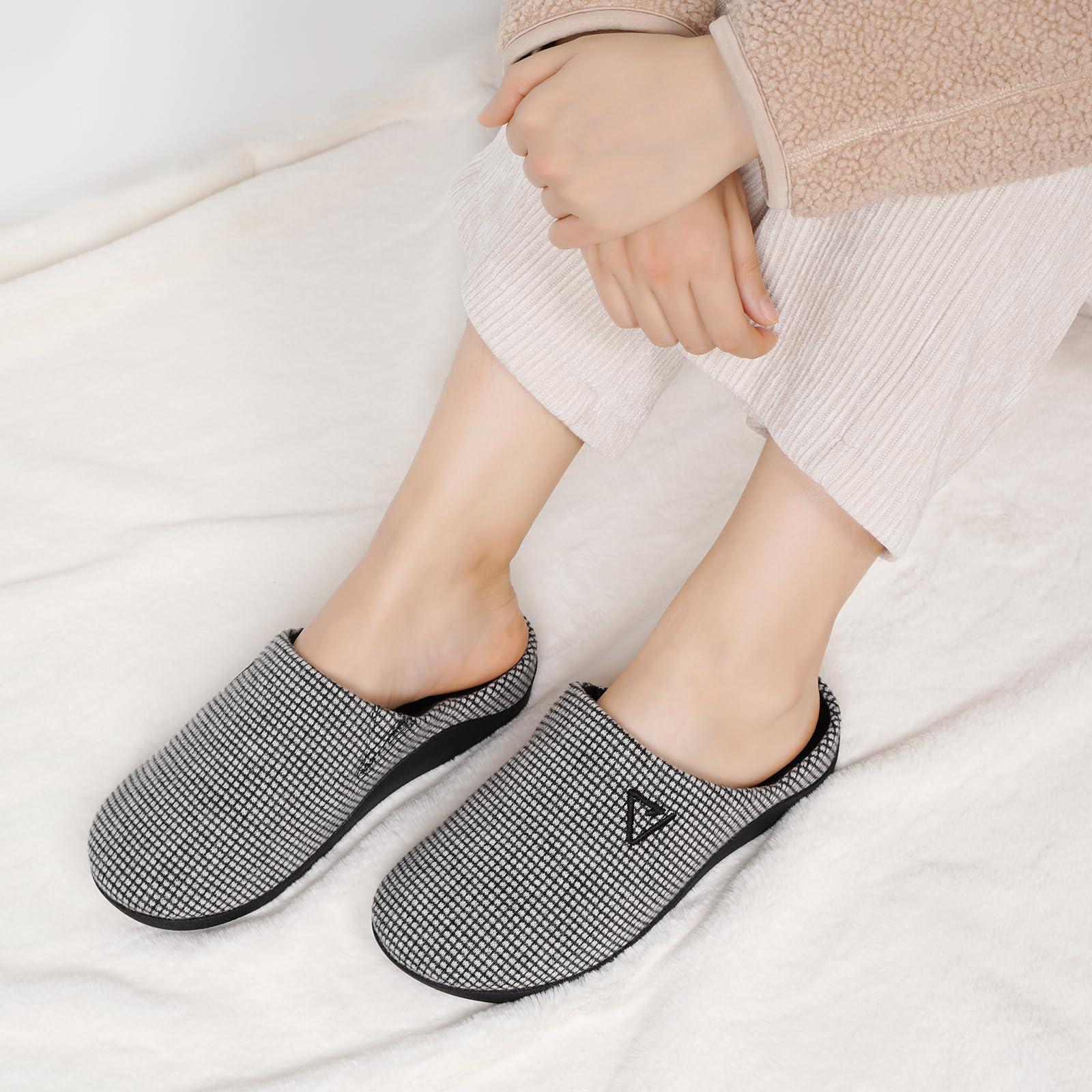 V.Step V.Step Orthopedic Slippers for Women Men, House Slippers with Arch Support Orthotic Slippers for Plantar Fasciitis Pain Relief Indoor Outdoor Black W7/M6