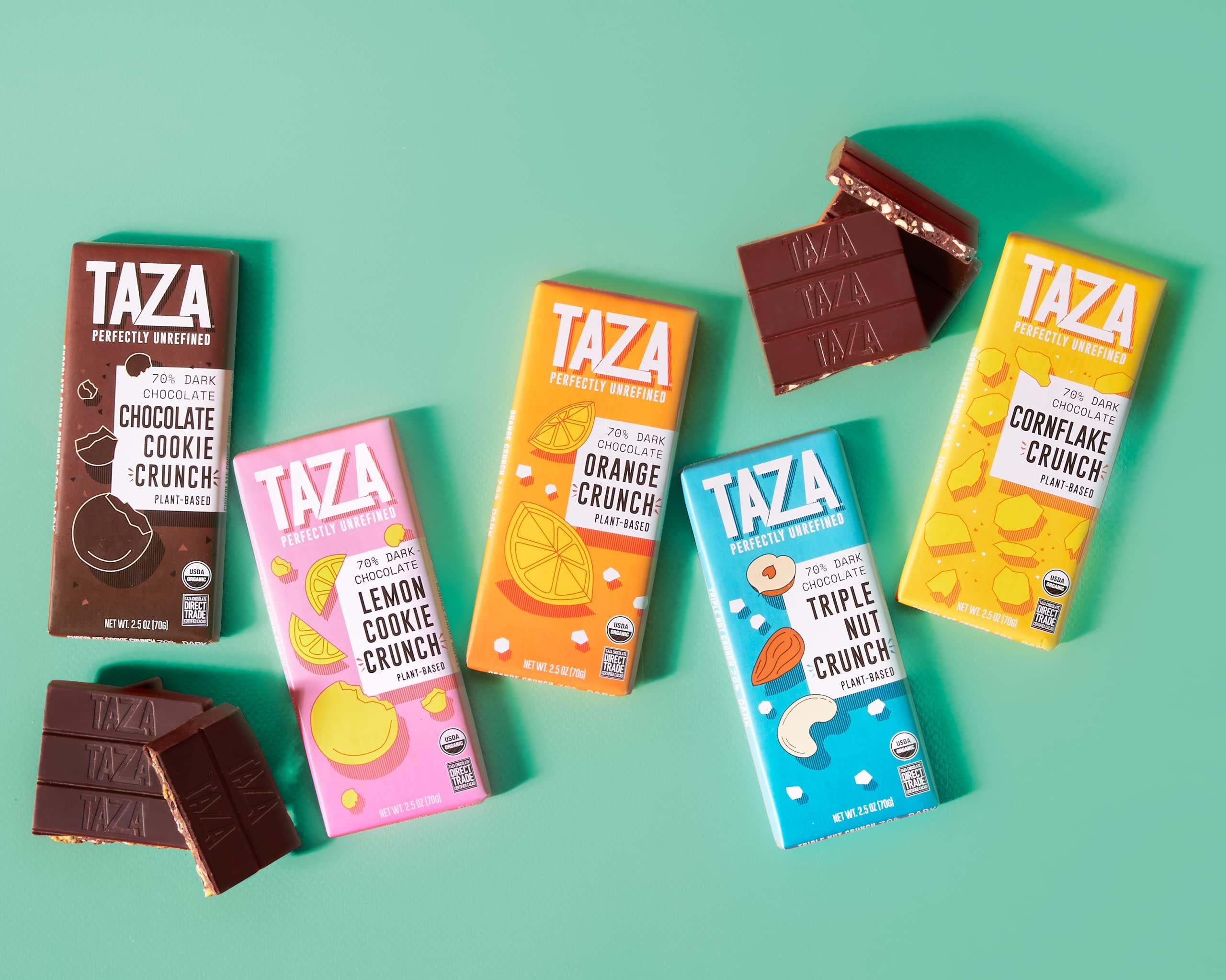 Taza Chocolate Taza Chocolate Organic Smooth & Crunchy Bars 70% Stone Ground, Lemon Cookie Crunch 2.5 Ounces (10 Count), Vegan