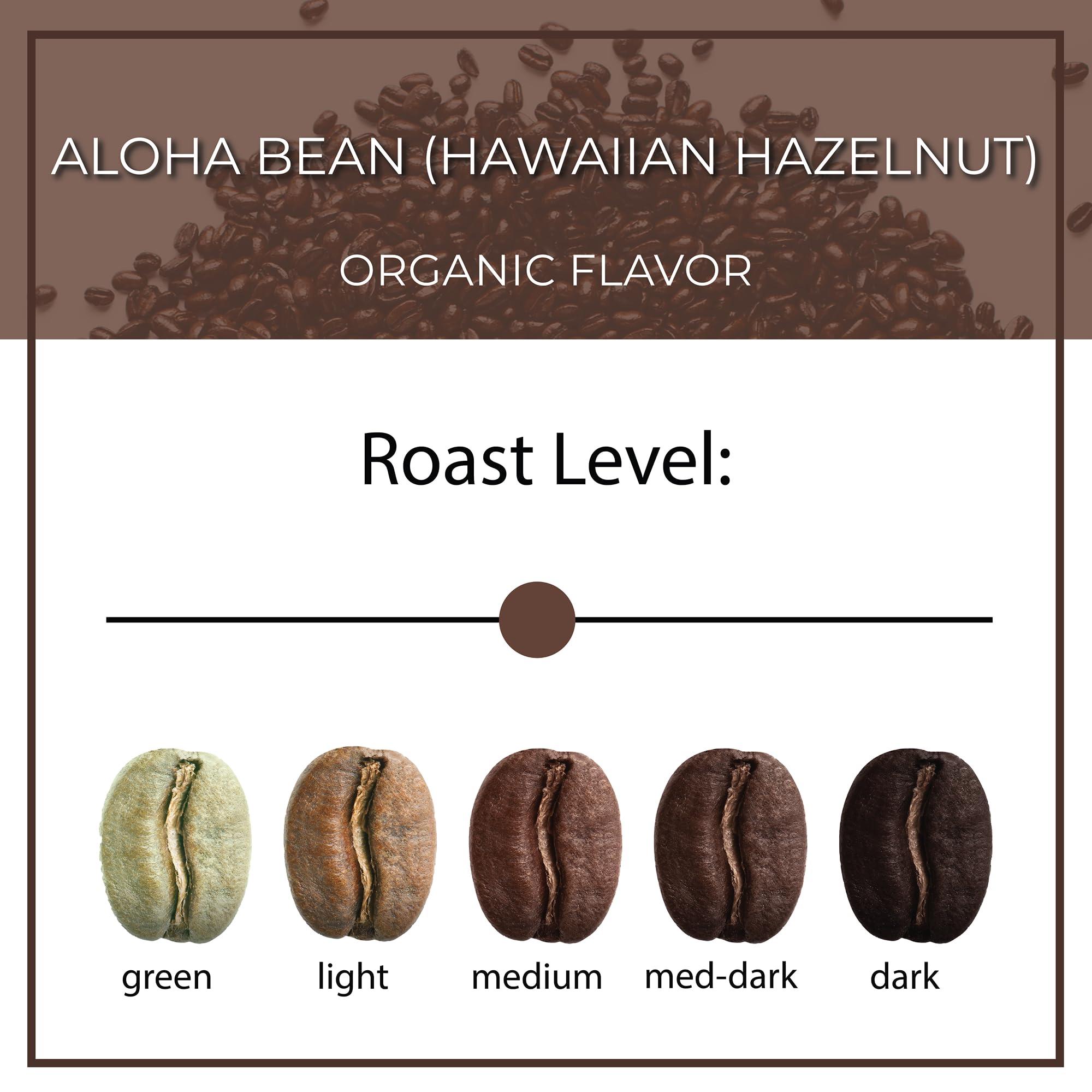 The Bean Coffee Company The Bean Organic Coffee Company Aloha Bean (Hawaiian Hazelnut), Medium Roast, Ground Coffee, 16-Ounce Bags (Pack of 2), Caf molido tostado orgnico