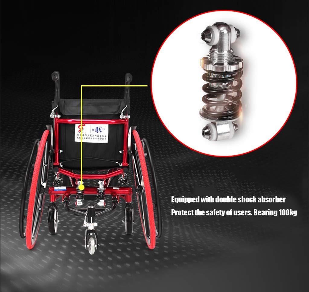 Mustbe Strong Mustbe Strong Lightweight Aluminum Alloy Wheelchair with Handbrakes and Quick Release Rear Wheels Shock Absorber Folding Trolley Disabled Elderly Driving