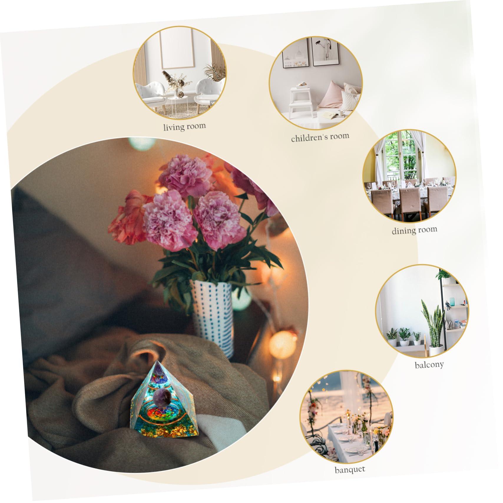 FRCOLOR FRCOLOR Moldavite Crystal Pyramid Pendulum Decorative Egyptian Decor Home Accessory Wear-resistant Resin Pyramid Car Decoration