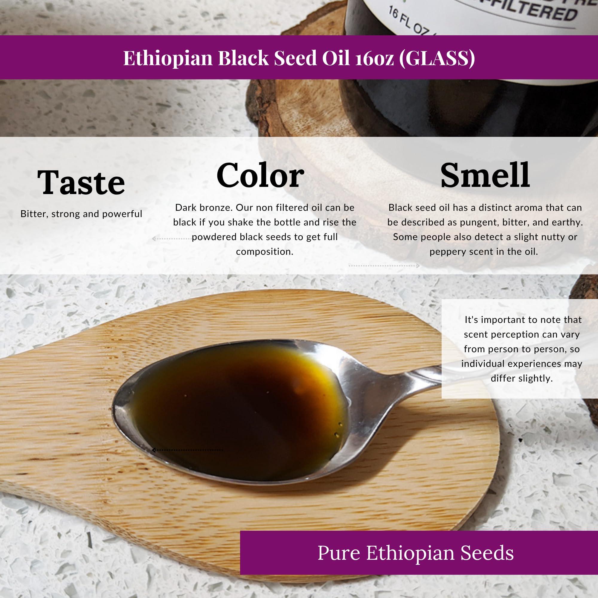 BioNatal Bionatal's Ethiopian Black Seed Oil 16oz (GLASS), Cold-Pressed, Non-Filtered, Nigella Sativa Seeds