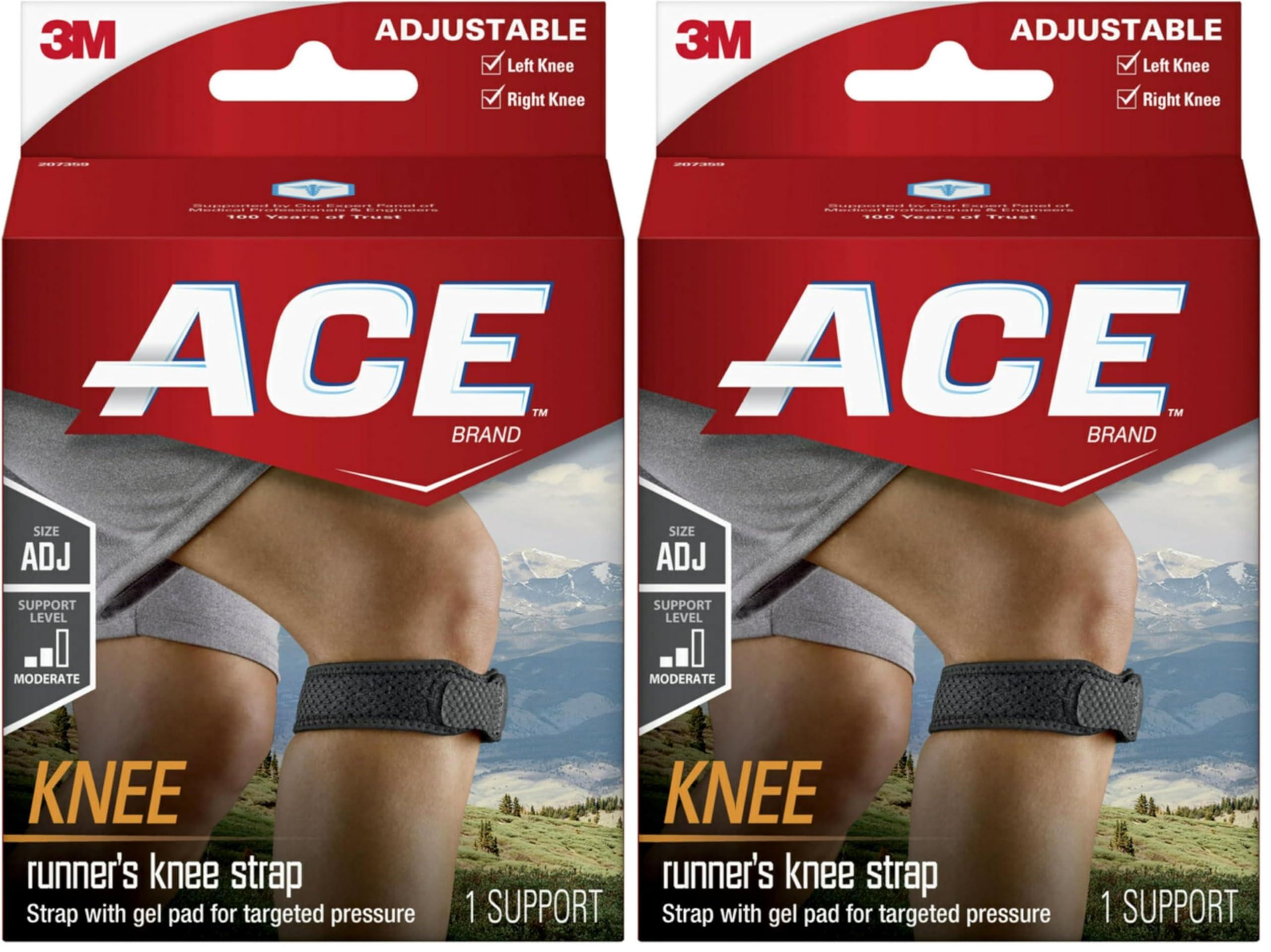ACE ACE Brand Knee Strap, Adjustable, Black, 1/Pack (Pack of 2)