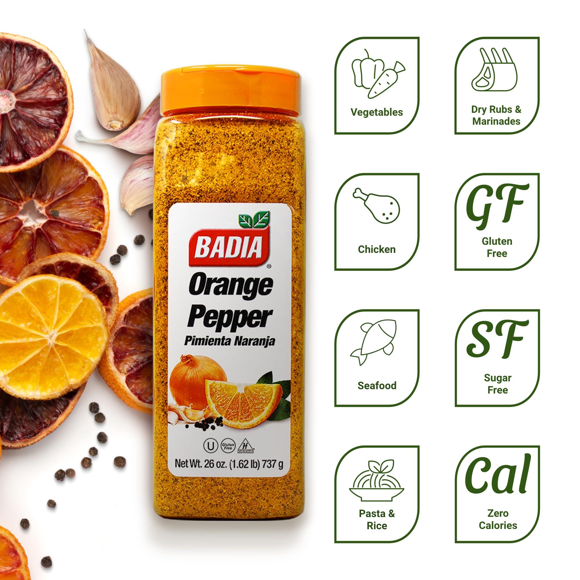 Badia Badia Orange Pepper Seasoning, 26 oz - Pepper, Garlic & Onion, Zesty Citrus Blend for Chicken, Seafood & Vegetables