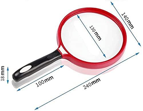 LIPJIA Magnifying Glass,Read Handheld HD Glass Large Reading Book 13cm Diameter Glass Lens Non Slip Handle Without Lamp Magnifier